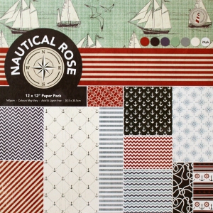 12 by 12 Patterned Paper Pack - Nautical Rose (Set of 24 sheets)
