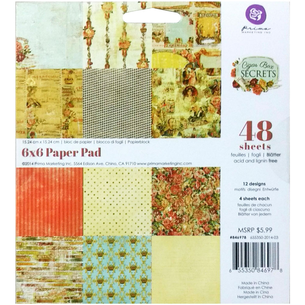 Prima - Cigar Box Secrets - 6x6 Paperpack (48 sheets)