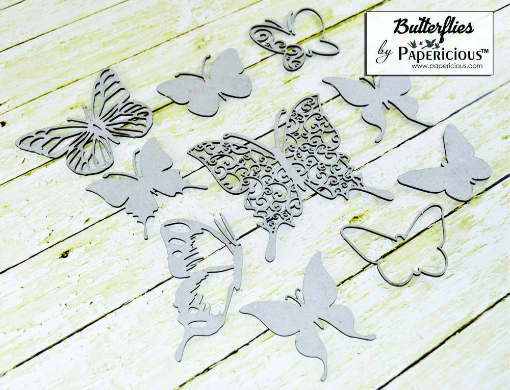 Papericious Collage Chipboard Elements - Butterflies