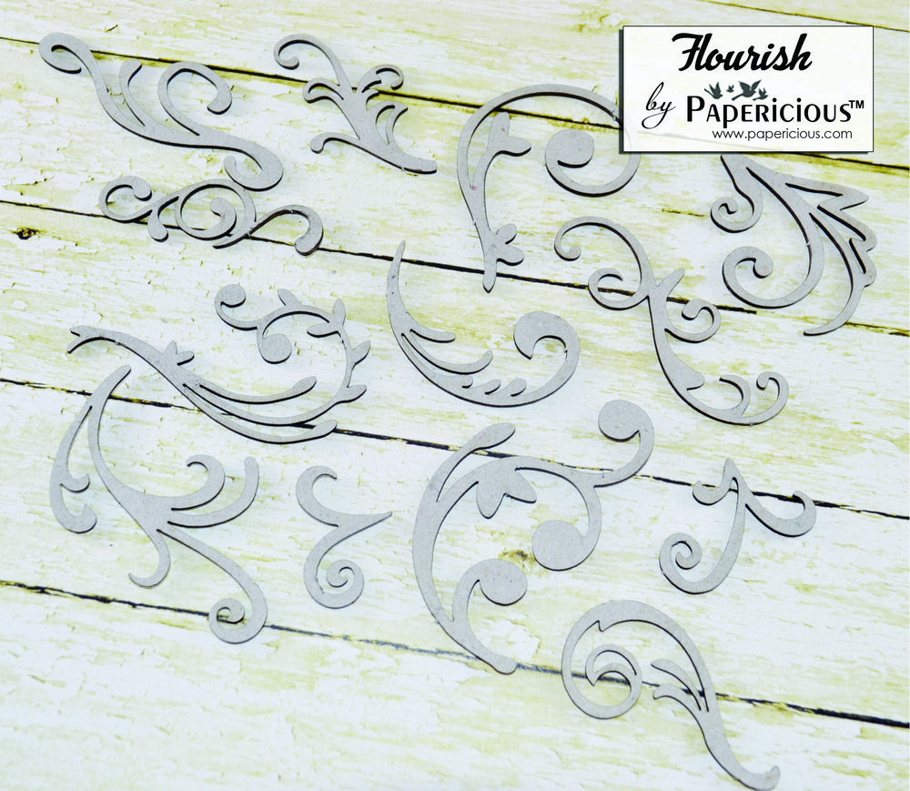 Papericious Collage Chipboard Elements - Flourishes