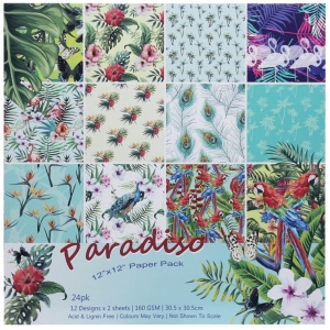 12x12 Scrapbook paper pack - Paradiso (Set of 24 sheets)