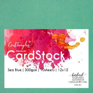 CrafTangles Premium cardstock 12" by 12" (300 gsm) (Set of 10 sheets) - Sea Blue
