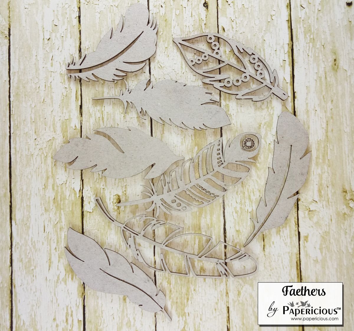 Papericious Collage Chipboard Elements - Feathers