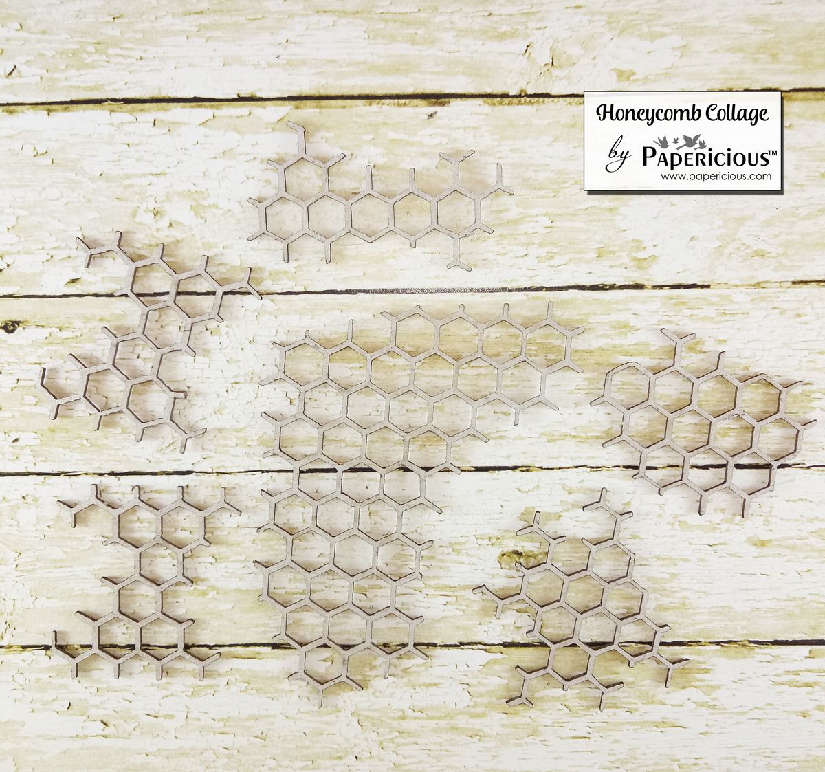 Papericious Collage Chipboard Elements - Honeycomb Collage