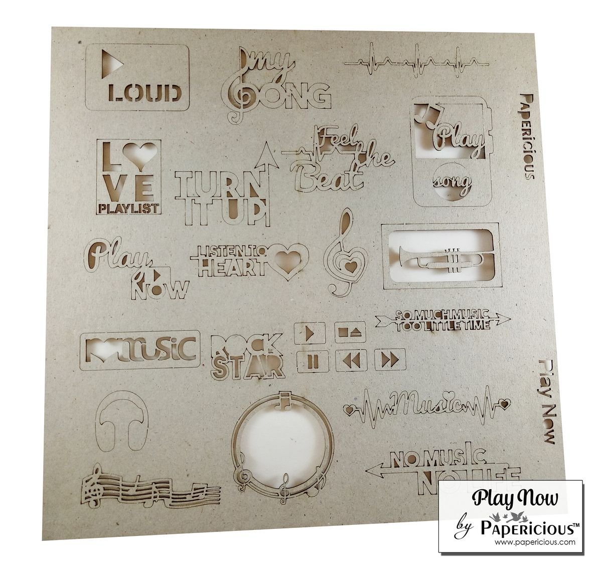 Papericious Themed Chipboard Elements - Play Now