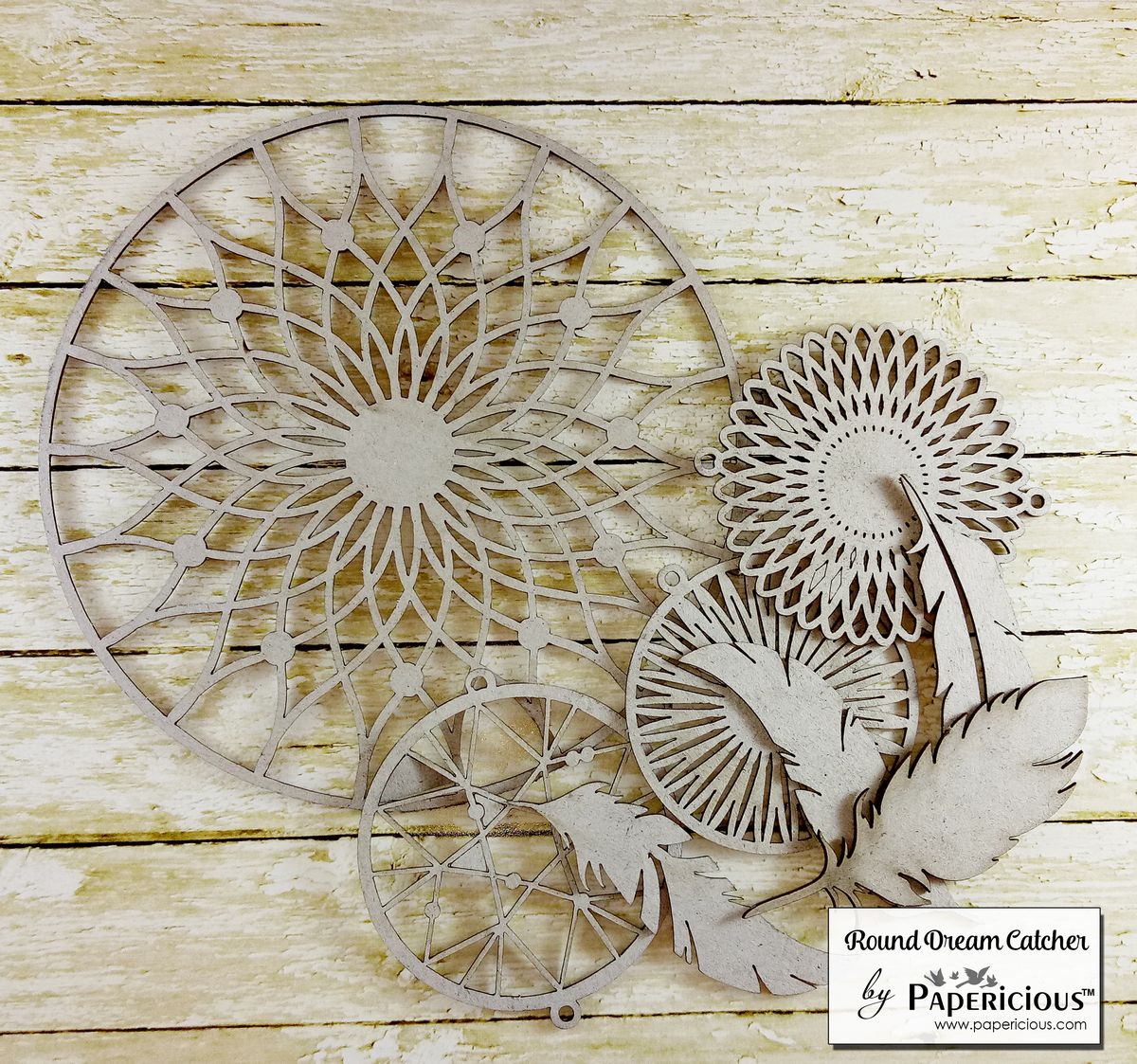 Papericious Collage Chipboard Elements - Round Dream Catcher Kit