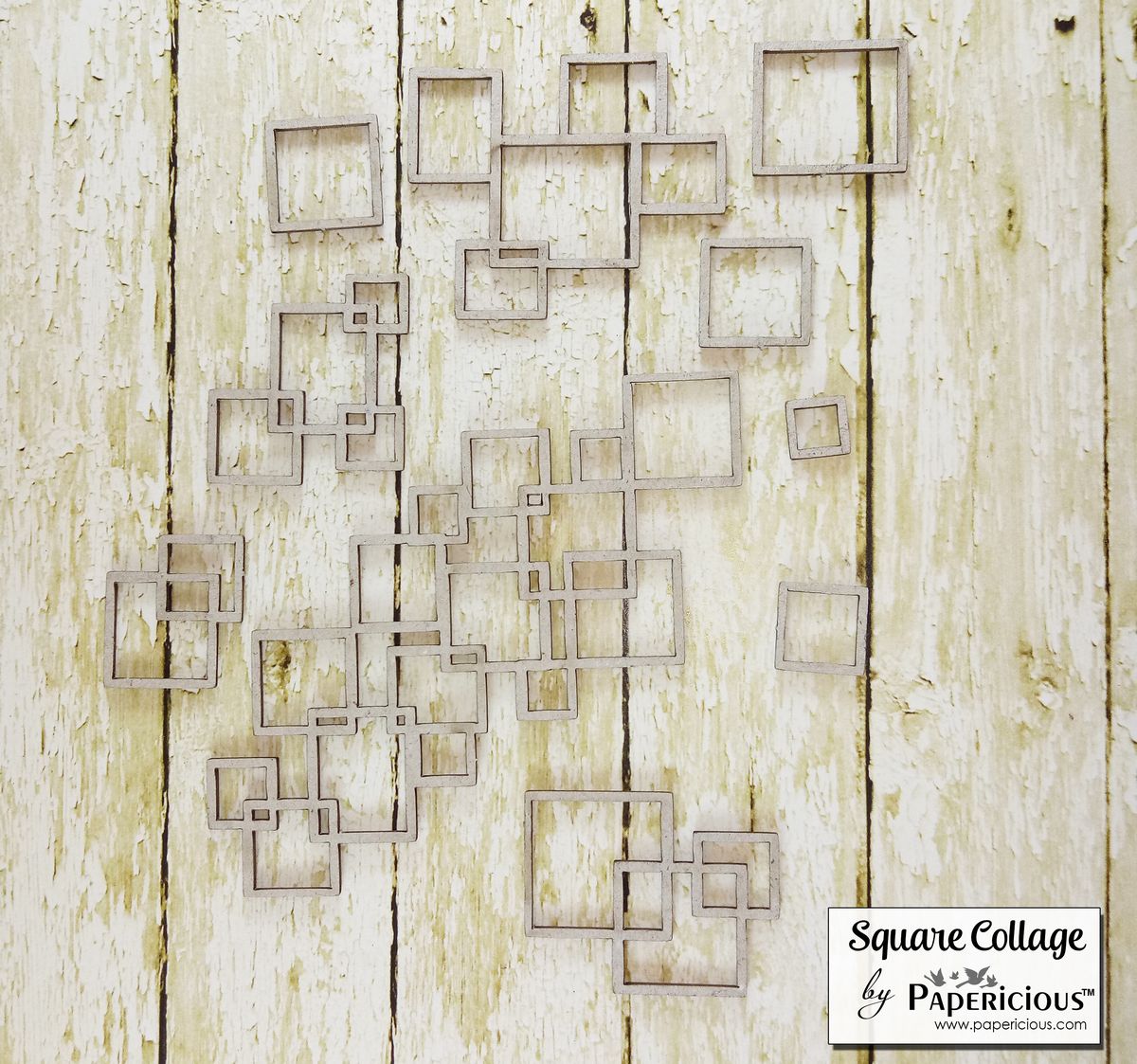 Papericious Collage Chipboard Elements - Square Collage