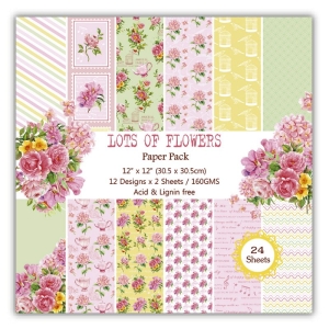 Lots of Flowers Scrapbook Paper (Pack of 24 sheets) - 12 by 12 inch