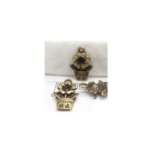 Flower Pot Metal Charms (Set of 10 pcs)
