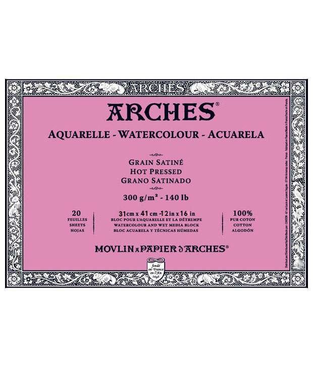 Arches Aquarelle Block 300 Gsm Hot Pressed - 20 Sheets (18 by 26 cm)