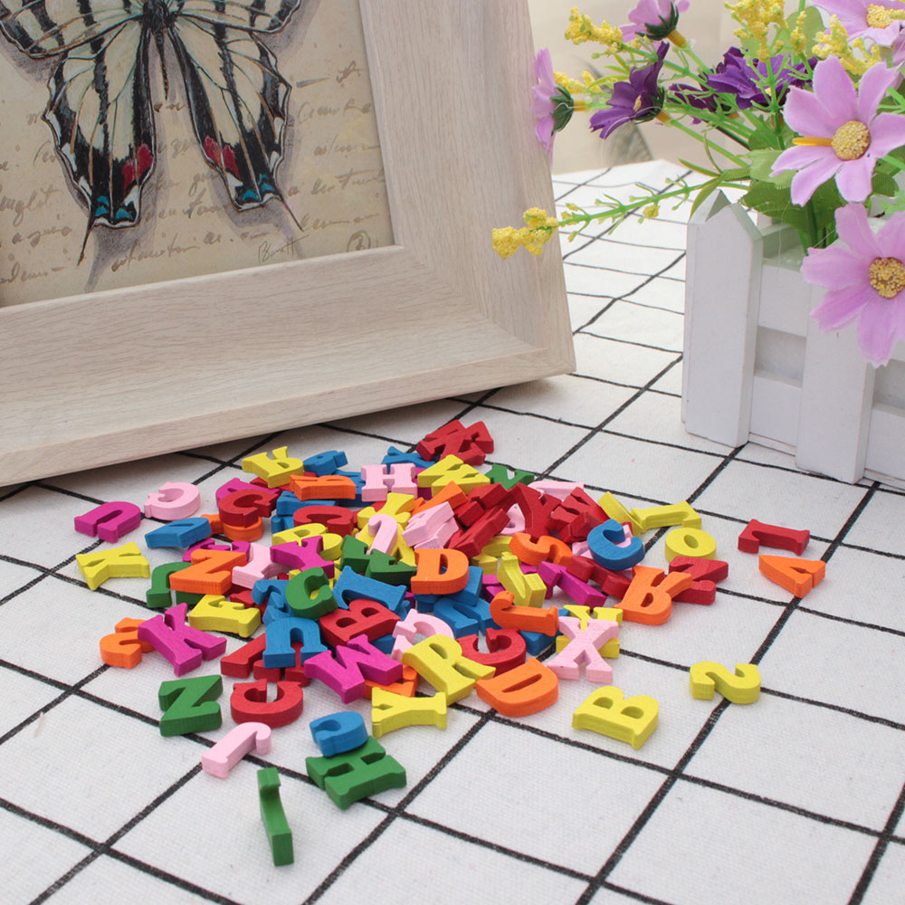 Colored Wooden Alphabets (100 pcs)