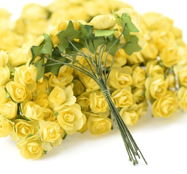 Mulberry Paper Roses - Yellow (Pack of 24 roses)