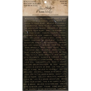 Tim Holtz Idealogy Metallic Stickers - Quotations black and white with Gold