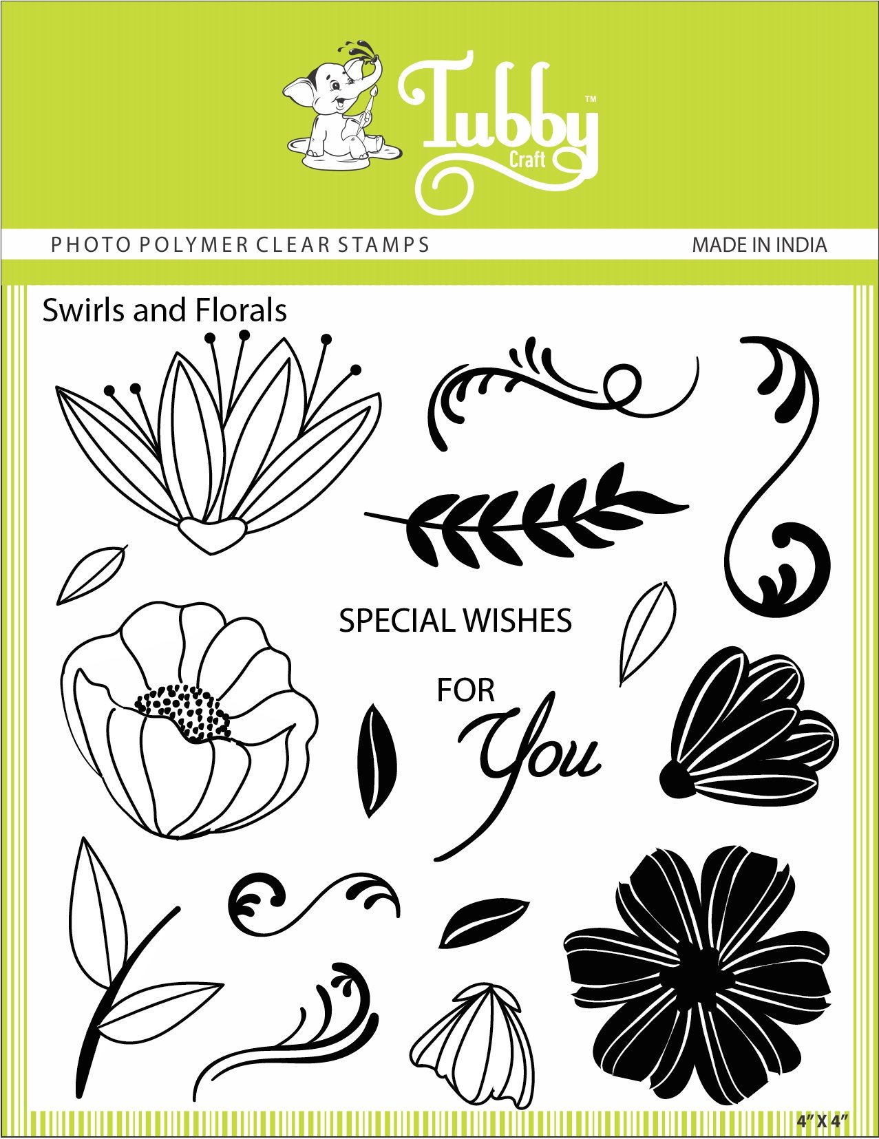 Tubby Photopolymer Clear Stamps - Swirls and Florals