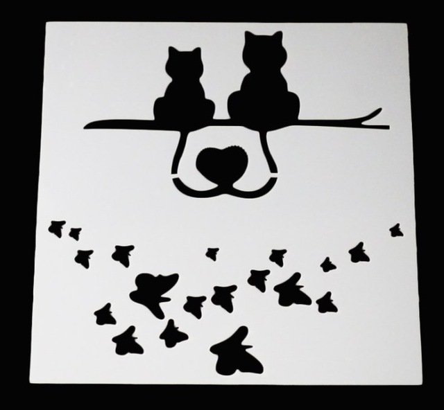 Stencil - Cats and Butterflies (5 by 5 inch)