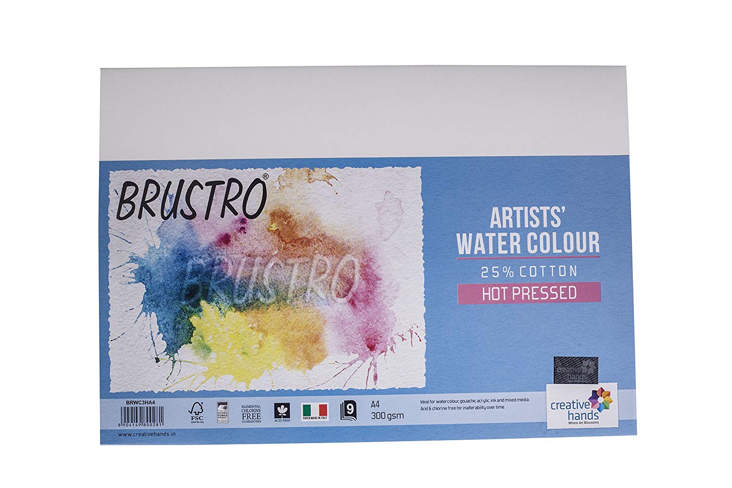 Brustro Artists Watercolour Hot Pressed Paper (25% Cotton) - 300 gsm - A4