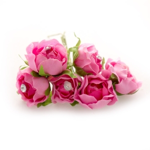 Fabric Flowers - Pink (Set of 6 roses)