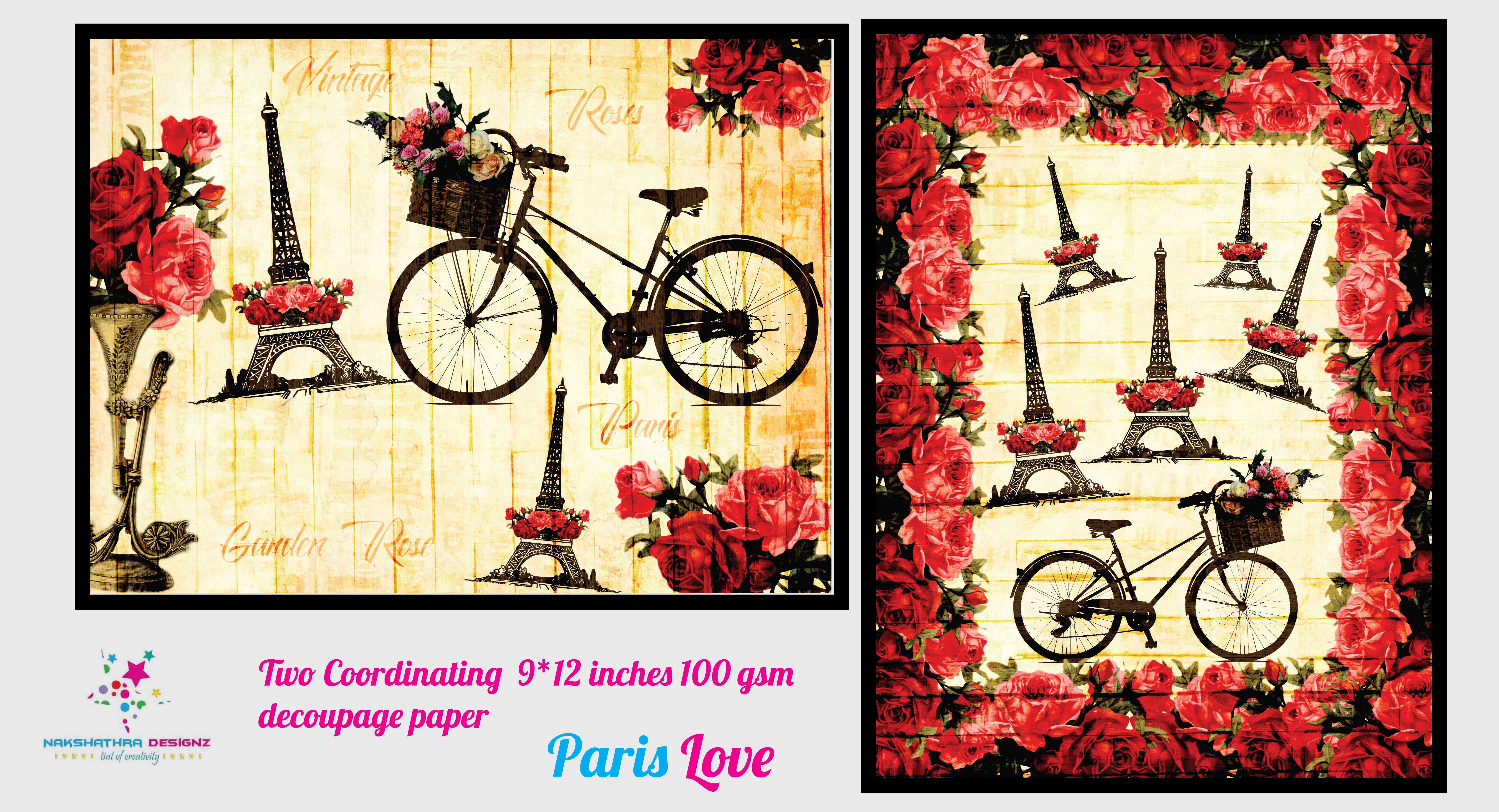 Nakshathra Designz Decoupage paper - Paris Love