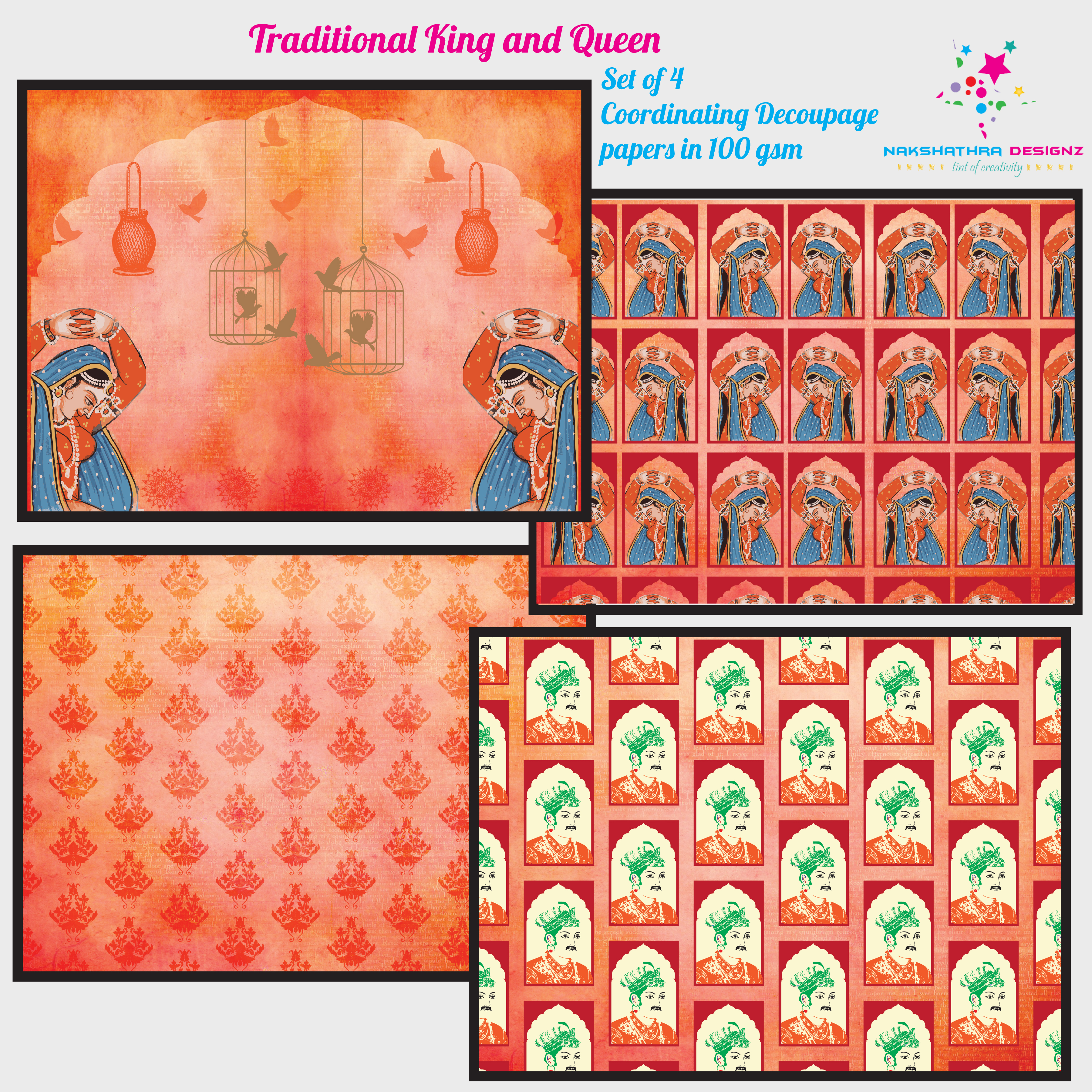 Nakshathra Designz Decoupage paper - Traditional King and Queens