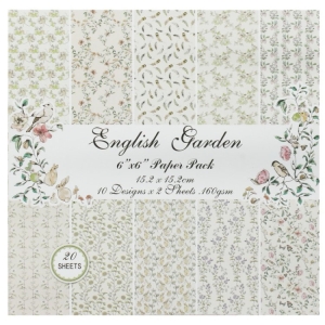 English Garden Scrapbook Paper (Pack of 20 sheets) - 6 by 6 inch