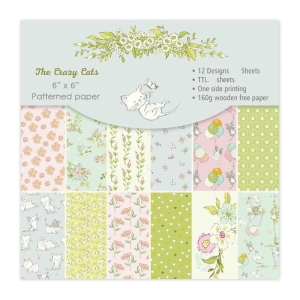 12x12 Scrapbook paper pack - Crazy Cats (Set of 24 sheets)