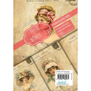 CrafTangles Decoupage Paper Pack - Pretty Women 1 (A4) - 4 sheets