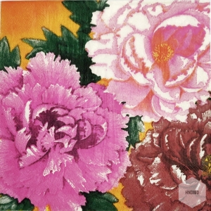 A pack of 12 by 12 inch Decoupage Napkins(5 pcs) - Bright Flowers