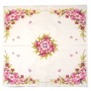 A pack of 12 by 12 inch Decoupage Napkins(5 pcs) - Floral Edges