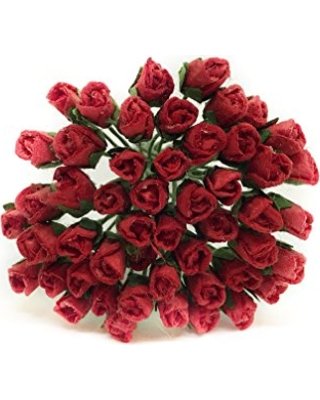 Mulberry Paper Mini roses - Red (Pack of 25 roses)