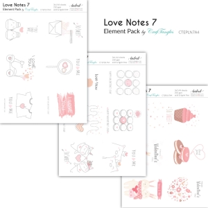 CrafTangles Elements Pack - Love Notes 7 (3 sheets of A4)