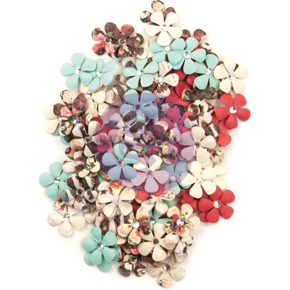 Prima Marketing Mulberry Paper Flowers - Twilight/Midnight Garden, 120/Pkg