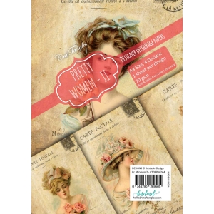 CrafTangles Decoupage Paper Pack - Pretty Women 2 (A4) - 4 sheets