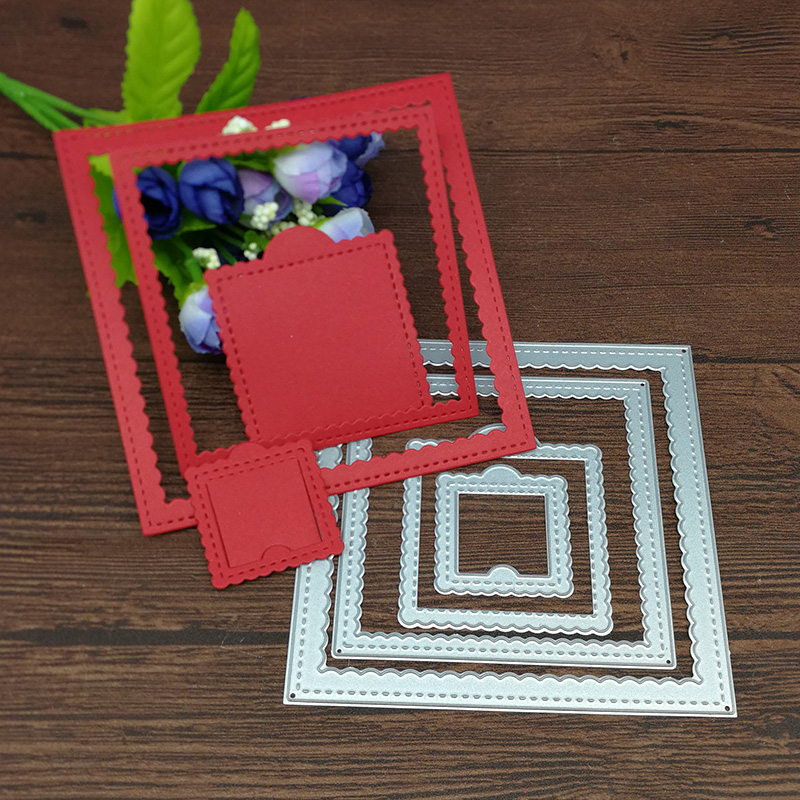 Steel Dies - Squares with tab (Set of 4 dies)