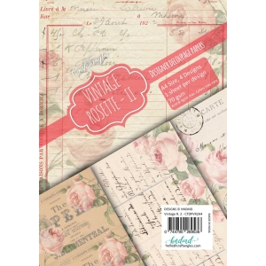 CrafTangles Decoupage Paper Pack - Vintage Rosette 2 (A4) - 4 sheets