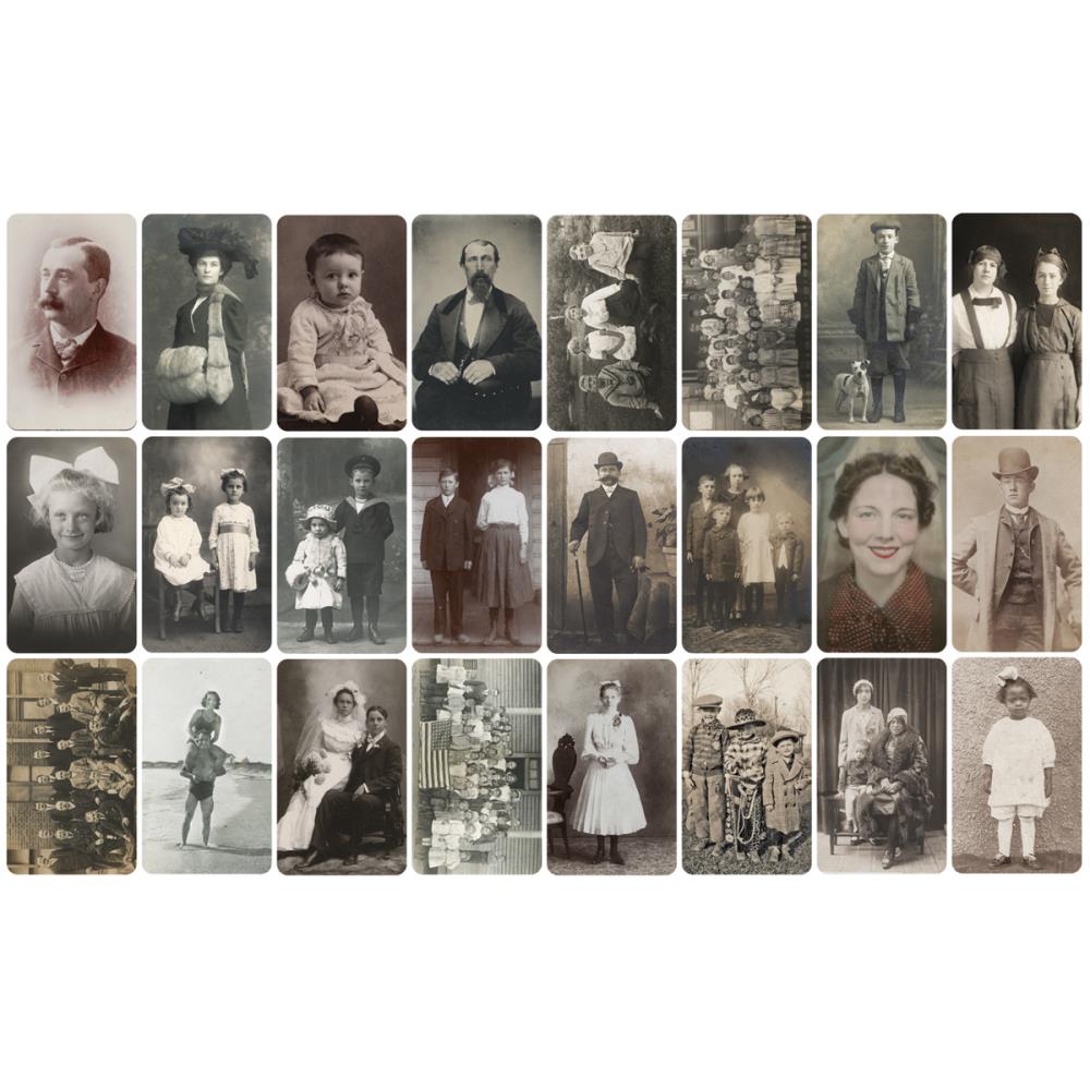 Tim Holtz Idealogy Found Relatives Cards 24/Pkg - Everyday Photos 3"X5"