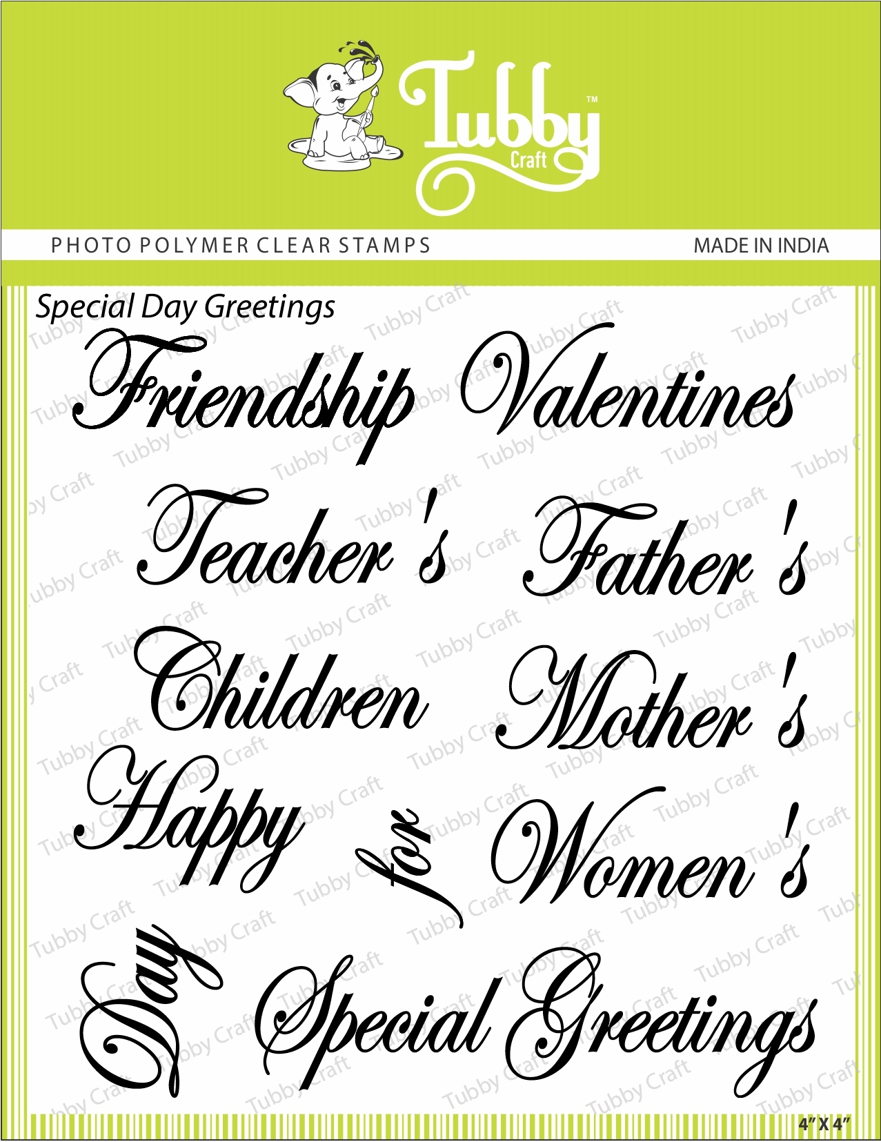 Tubby Photopolymer Clear Stamps - Special Day's Greeting