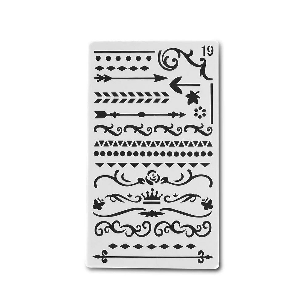 Planner Stencil - Swirls and Borders (4 by 7 inch)