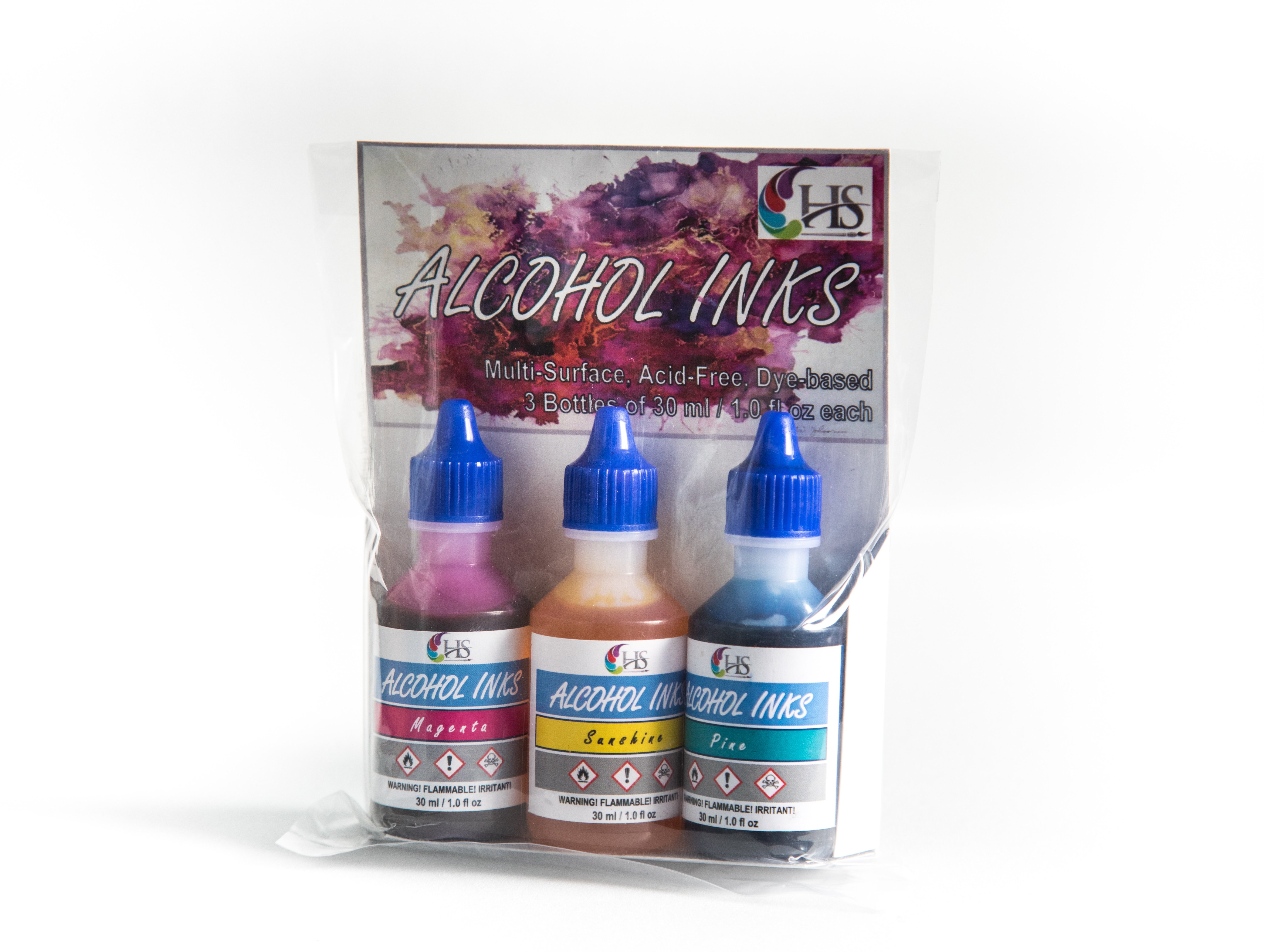 HS Alcohol Inks - Set 2 (Magenta, Pine and Sunshine)