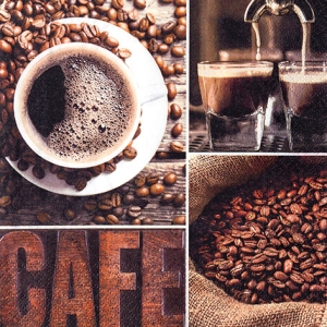 A pack of 12 by 12 inch German Decoupage Napkins ( 5 pcs ) - Coffee Flavours