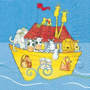A pack of 12 by 12 inch German Decoupage Napkins ( 5 pcs ) - Noah's Ark