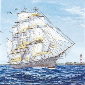 A pack of 12 by 12 inch German Decoupage Napkins ( 5 pcs ) - Sailing Ship