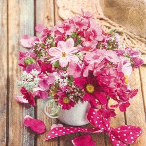 A pack of 12 by 12 inch German Decoupage Napkins ( 5 pcs ) - Summer Flowers