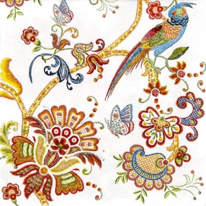 A pack of 12 by 12 inch German Decoupage Napkins ( 5 pcs ) - Embroidery Flowers