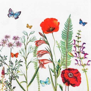 A pack of 12 by 12 inch German Decoupage Napkins ( 5 pcs ) - Meadown in Bloom