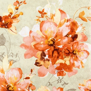 A pack of 12 by 12 inch German Decoupage Napkins ( 5 pcs ) - Ofelia Orange