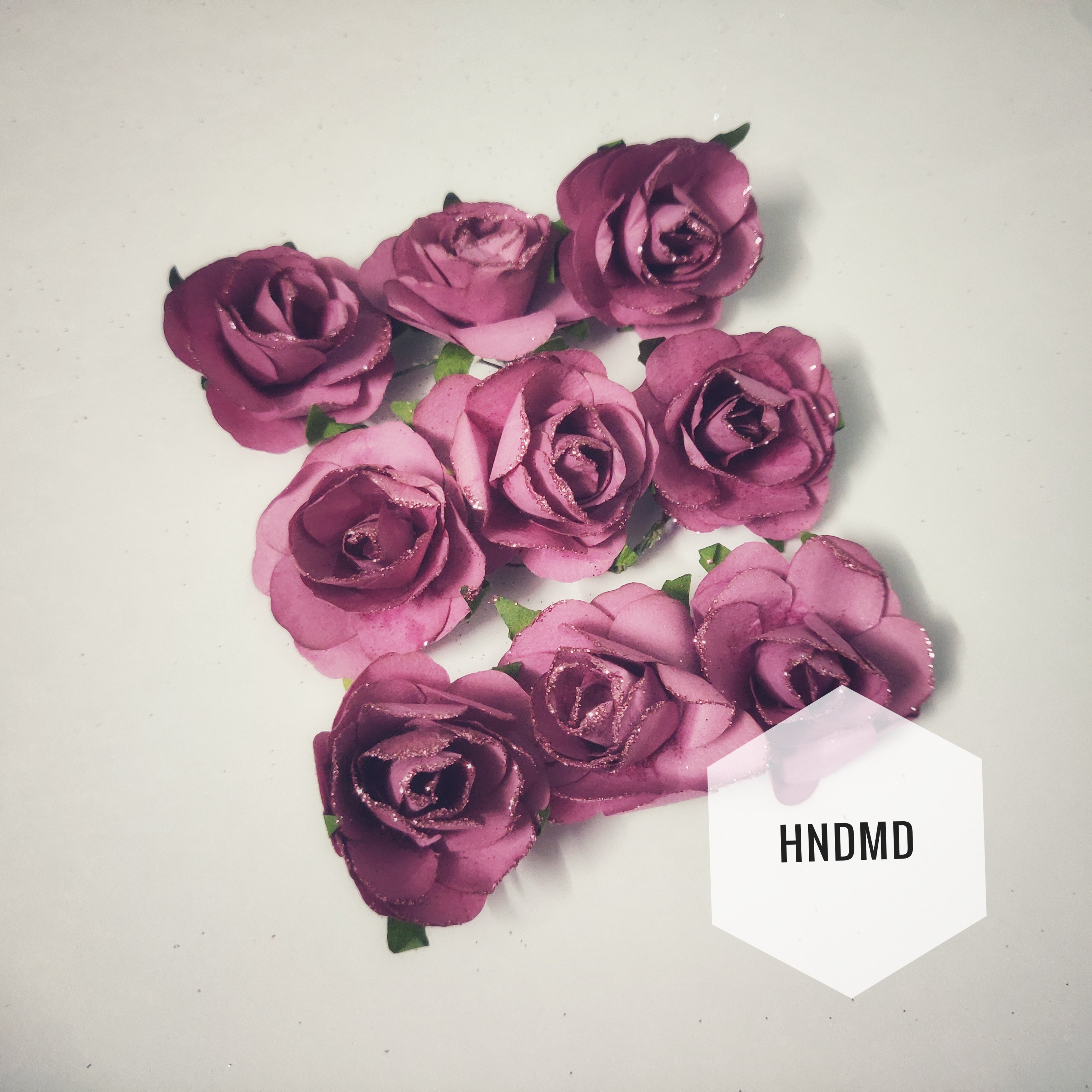 Glitter Paper Flowers - Mauve (Pack of 24 flowers)