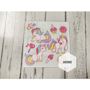 A pack of 12 by 12 inch Decoupage Napkins / Decoupage Tissues (5 pcs) - Colorful Unicorns