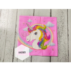 A pack of 12 by 12 inch Decoupage Napkins / Decoupage Tissues (5 pcs) - Pink Unicorns