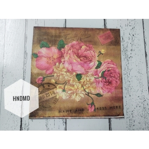 A pack of 12 by 12 inch Decoupage Napkins / Decoupage Tissues (5 pcs) - Old Flowers