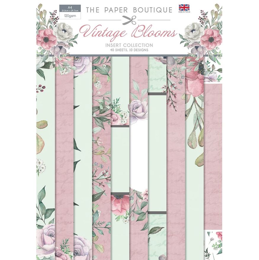 The Paper Boutique Insert Collection A4 40/Pkg Vintage Blooms, 10 Designs